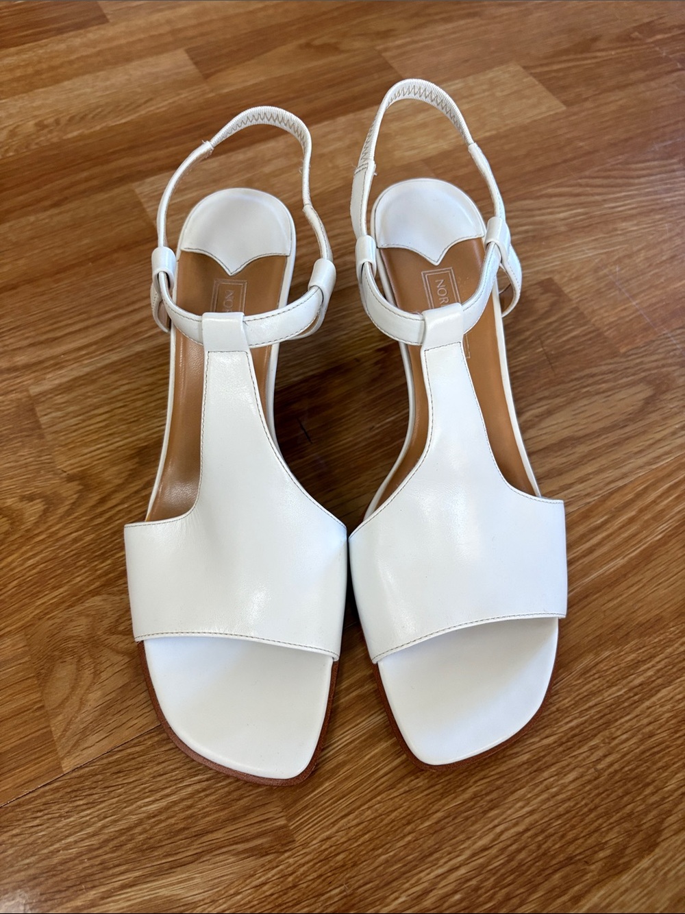 Nordstrom White T-Strap Slingback Sandals